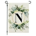 thumbnail image 2 of maxiaoxia 26 Letters Garden Flag, Letter Floral Garden Flag, 12x18 Inch Double Sided Yard Flag, Burlap, Family Last Name Initial, for Outside Outdoor, 2 of 6
