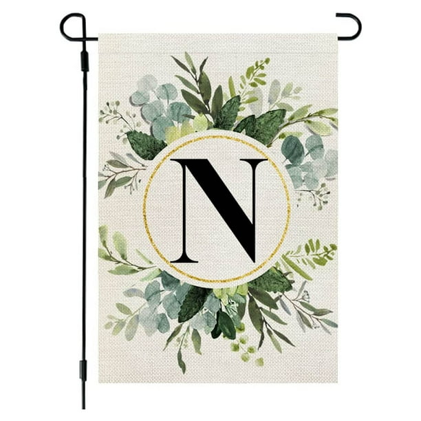 Letter A-Z Floral Garden Flag 12x18 Inch Double Sided Outside, Family Last Name Initial Yard Outdoor Decoration 1 Pcs