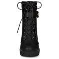 thumbnail image 3 of BLISSFUL STEP Women's Platform Buckle Lace Up Chunky Heels Ankle Boots, 3 of 7