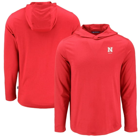 Men's Cutter & Buck Red Nebraska Huskers Coastline Epic Comfort Eco Recycled Long Sleeve Hoodie T-Shirt
