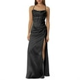 thumbnail image 1 of Robe Maxi Aguichant en Satin pour Femmes, Bretelles Rehausseur, Robe Longue Froncée pour Soirée, 1 of 5