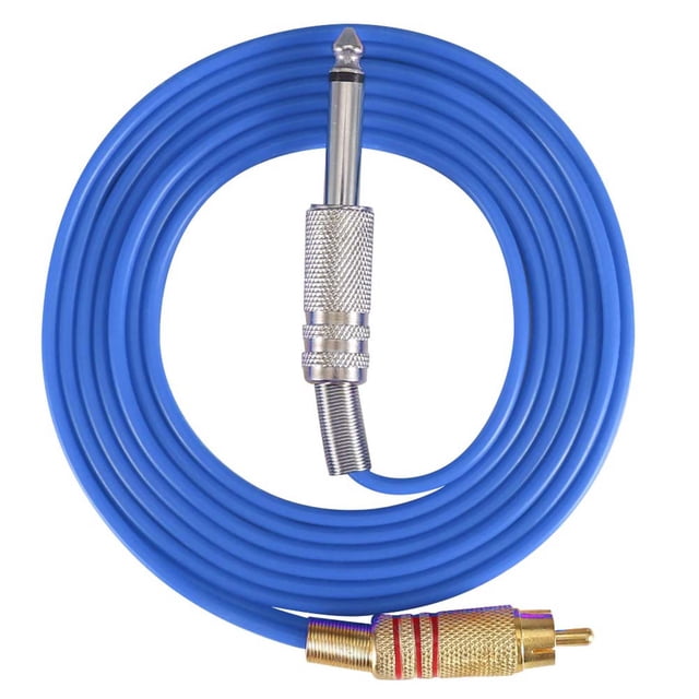 Kit de conversión de máquina de tatuaje con línea de gancho de silicona para inserción de interfaz RCA recta (azul)