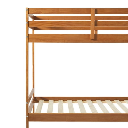 Walker Edison - Minimalist Slatted Solid Wood Low Queen Bedframe - Natural Pine