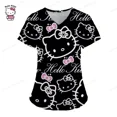 thumbnail image 3 of Uniforme de enfermera Kawaii para mujer, Tops con estampado de Hello Kitty, monos de manga corta con bolsillo, blusa médica de enfermería, 3 of 6