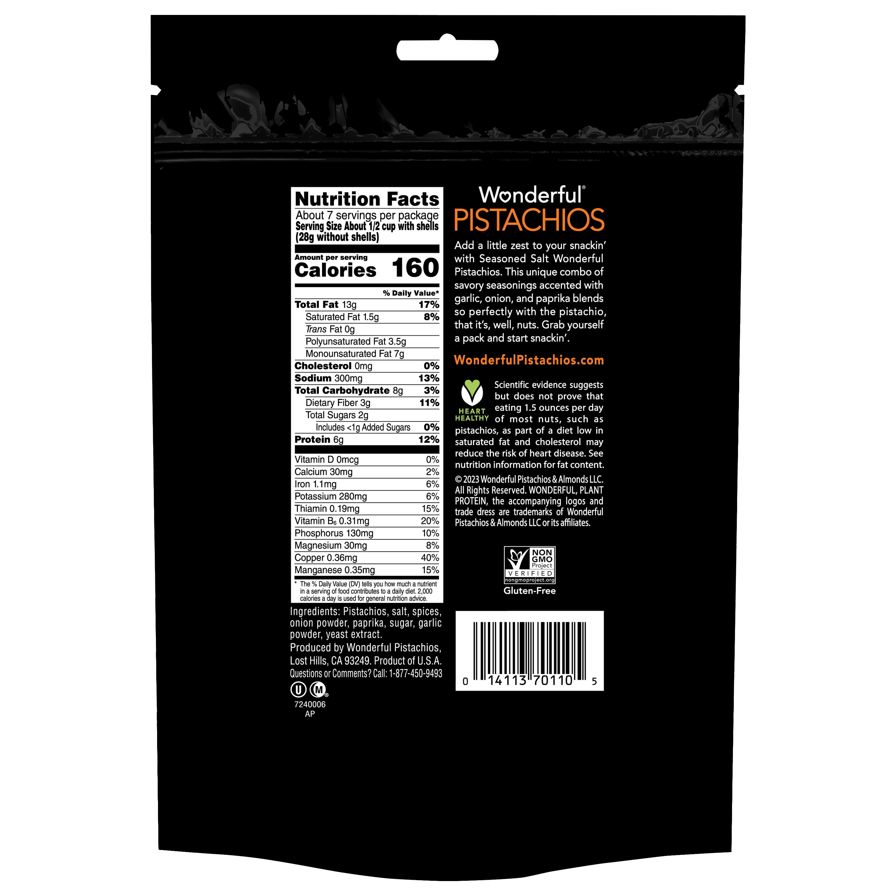 Wonderful Pistachios, Seasoned Salt, 14 Ounce Resealable Pouch