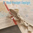 thumbnail image 4 of 1 Pair Blue Daisy Linen Curtains Rustic Country Style Light Filtering Rod Pocket Window Drapes Beige Tassels, 52" W x 84" L, 4 of 7
