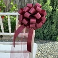 thumbnail image 2 of Burgundy Pull Bows with Tulle Tails - 8" Wide, Set of 6, Wedding, Reception, Fall, Thanksgiving, Christmas, 2 of 4
