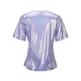 thumbnail image 5 of Lixiuxyad Fashion Trendy Tees T-Shirts Sparkly Silk Top Glitter Loose Short Sleeved T Shirt Woman,Purple XL, 5 of 6