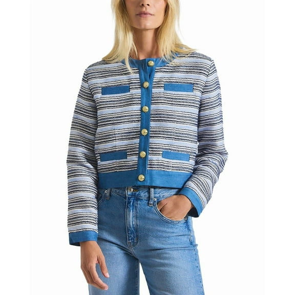 Derek Lam 10 Crosby womens Elain Cotton Tweed Jacket, 2, Blue