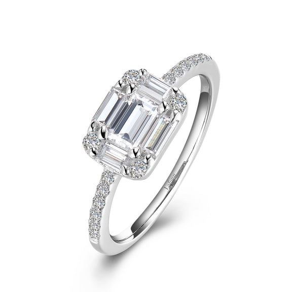 Lafonn Classic Sterling Silver Platinum Plated Simulated Diamond Ring (0.72 CTTW)