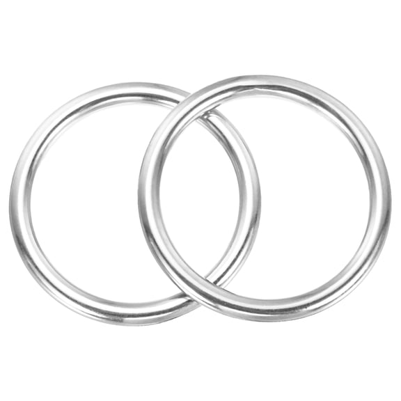 Uxcell 2.6 Inch Metal O Rings, Silver Welded Round Ring Buckles, Stainless Steel Hardware Bags Rings for Purse, Sewing Keychains Belts, Dog Collars, 2Pcs