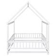 thumbnail image 6 of Full Size Floor Bed for Kids, Montessori Bed Frame with Fence-Shaped Guardrails and Door, House Bed for Boys Girls Easy Assembly, No Limit Weight Capacity, White, 6 of 7