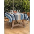 thumbnail image 4 of 54x80 Inch Outdoor Tablecloth with Umbrella Hole Zipper Rectangle Blue Grey Beige Striped Rectangular Tablecloths Outside Waterproof Farmhouse Vintage Stripe Patio Table Cloth Cover for Picnic Party, 4 of 8