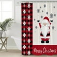 thumbnail image 5 of Merry Christmas Shower Curtain, 72" x 72", Gnome Waterproof Bathroom Curtain Washable Shower Curtain Set with 12 Hooks, 5 of 6