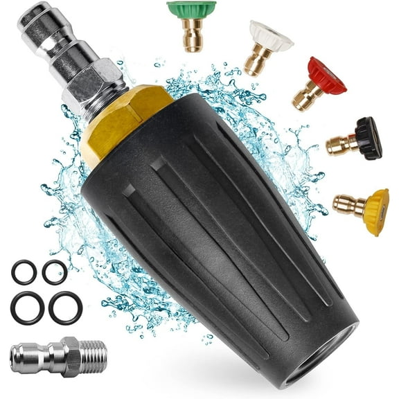 MEKOH 4000PSI Turbo Nozzle Universal Pressure Washer Nozzle Tips Rotating Nozzle 2.6 Orifice Power Washer Nozzle Accessories 2.6GPM Spray Nozzle for Concrete, Driveway, 1/4'' Quick Connect Attachment