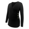 thumbnail image 4 of Jchiup Maternity Shirt Side Button and Ruched Long Sleeve Tunic Nursing Tops, 4 of 5
