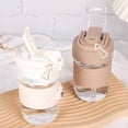 thumbnail image 2 of 17oz Glass Water Bottles with Straw, Clear Water Bottle with Lid and Hidden Handle, Portable Water Bottle (White) Q01, 2 of 5