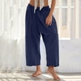 thumbnail image 2 of ZyeKqe Womens Pants High Waisted Baggy Pull on Pants Ankle Length Loose Fitted Beach Trousers, 2 of 8