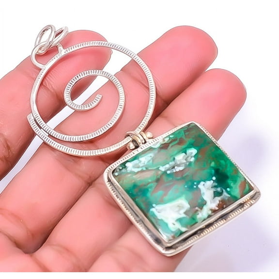 Cuprite Chrysocolla Gemstone 925 Sterling Silver Chakra Bali Pendant 3.12" A313, Beautiful Jewelry For Woman, New Year Sale, Valentin's Day Gift