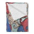 thumbnail image 2 of Abstract Soft Flannel Fleece Throw Blanket, Illustration of Sailboat Silhouette on Colorful Abstract Doodle Waves, Cozy Plush for Indoor and Outdoor Use, 50" x 70", Multicolor, by Ambesonne, 2 of 5
