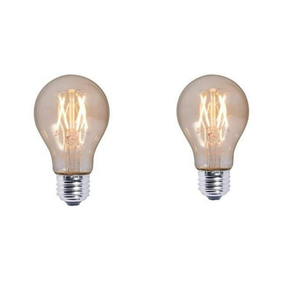 Bulbrite Pack of (2) 4.5 Watt Dimmable Antique Filament A19 Medium (E26) LED Bulb - 410 Lumens  2100K  and 90 CRI