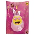 thumbnail image 3 of Ambesonne Emoji Tablecloth Rectangular Table Cover, Asian Blooms Funny Face Art, 60"x90", Pink Mustard White, 3 of 4