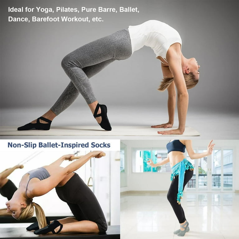 Ozaiic Yoga Socks for Women Non-Slip Grips & Straps, Ideal for Pilates,  Pure Bar