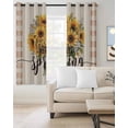 thumbnail image 2 of Sunflower Blackout Curtains for Bedroom/Living Room, Thermal Insulated Kitchen Curtains, Spring Floral Summer Botanical Brown Plaid Grommet Darkening Window Treatment Drapes 27.5"x39"x2, 2 of 8