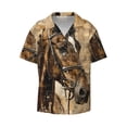 thumbnail image 2 of Lafuoo Musical Horse Vintage Collage Pattern Men's Cuban Collar Short Sleeve Shirt, Button-Down Resort Beach Pocket Shirt-X-Large, 2 of 7