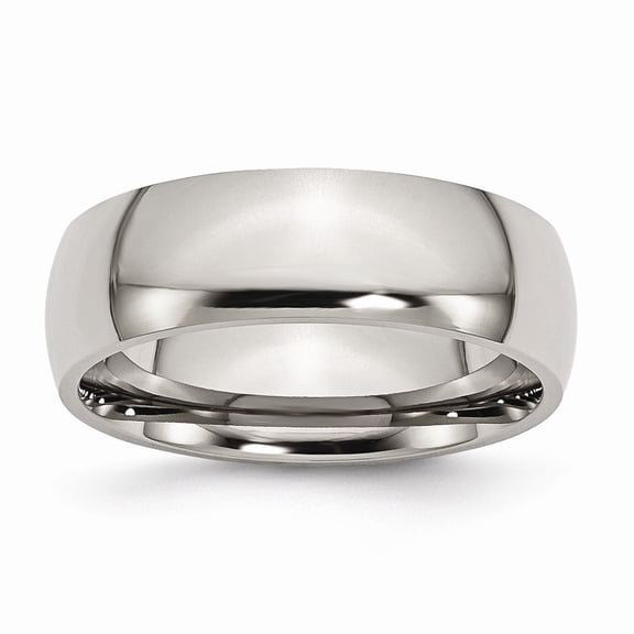 Grey Titanium Earring Wedding Band Women'S Comfort Domed