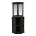 thumbnail image 4 of Home Source Corner Bar Unit with Two Glass Shelves, Built-in Wine Rack and Lower Cabinet, Charcoal, 4 of 6