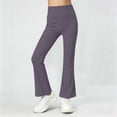 thumbnail image 4 of Hurxie Bootcut Leggings for Girls High Waist Soft Stretch Women Yoga Pants Teen Dance Running Gray,5-6Years, 4 of 7