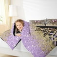 thumbnail image 4 of Manfei Chic Bow Bowtie Queen Comforter Set,Wild Cheetah Print Bedding Sets,Purple Gold Brown Bedding Comforter Set For Girls Teens,Ultra Soft Home Decor Reversible,3 Pieces, 4 of 8