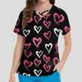 thumbnail image 4 of Womens Valentines Scrub Tops Casual Criss Cross V Neck Cute Valentine Love Printed Scrub Shirts Loose Short Sleeve Scrubs Nursing Workwear Medical Nurse Uniform with Pockets Hot Pink 4XL, 4 of 4