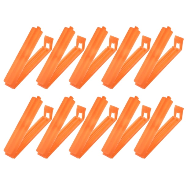 Clips de sellado de 3.5 pulgadas, paquete de 10, sellador de bolsa de plástico reutilizable para almacenamiento de alimentos, naranja