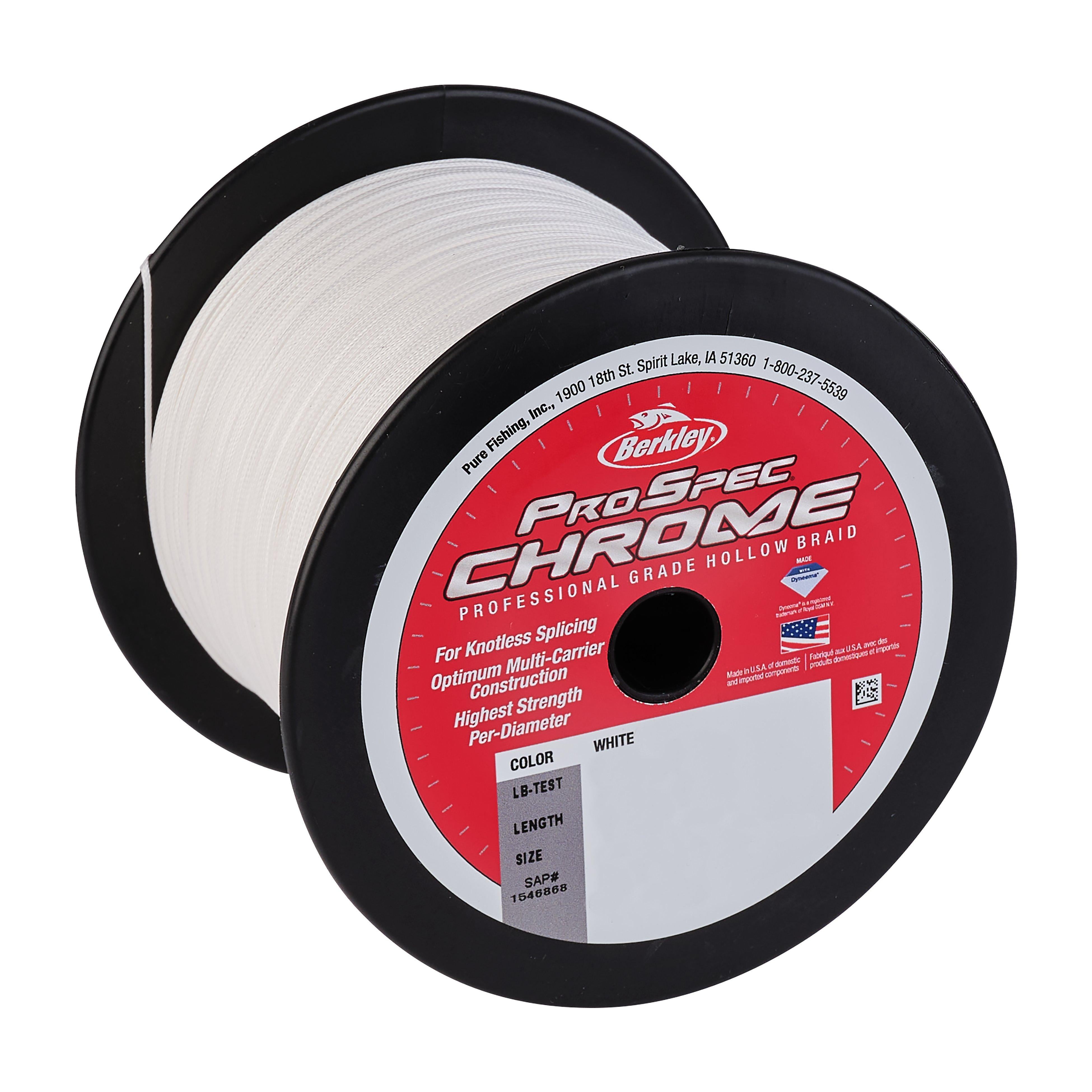 Berkley ProSpec® Chrome Premium Hollow Braid Fishing Line, Cabo White, 80 lb Test Strength, 1500 yd
