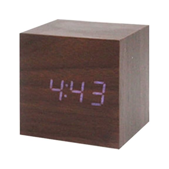 WINDLAND Wood Cube Voice Control Alarm Clock Decorative Clock Party Decoration
