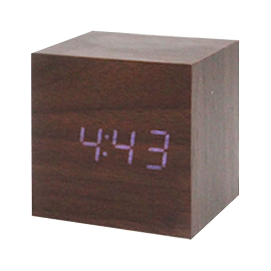 Wood Cube Voice Control Led Alarm Clock Home Bedroom Dormitory