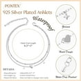 thumbnail image 2 of Bavsenic 925 Sterling Silver Anklet Bracelets for Women Waterproof, CZ & Heart Charm Dainty Layer, 2 of 6