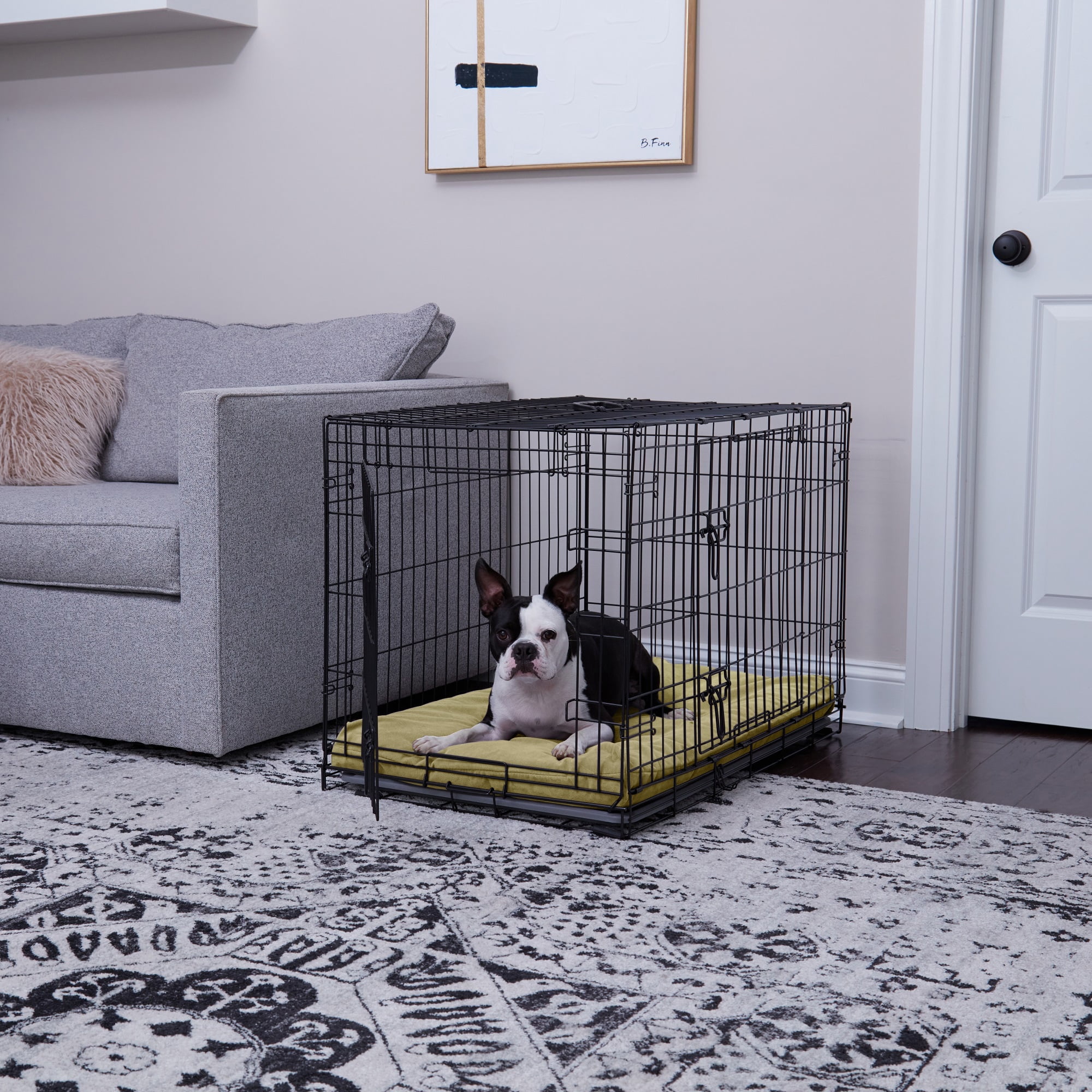 Happy Hounds Cooper Deluxe Reversible Crate Pad, Moss, Medium (36" x 23")