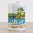 thumbnail image 2 of Landscape Ceramic Toothbrush Holder, Umbrella and Chair Around the Round Pool Tourist Space Famous Spots Concept, Versatile Countertop for Bathroom, 4.5" X 2.7", Green Blue Cream, by Ambesonne, 2 of 4