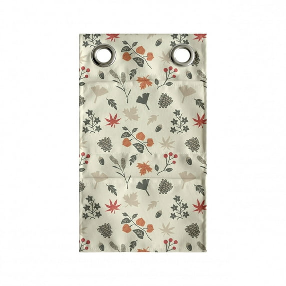 Autumn Hanging Pocket Organizer, Pine Cones Leafs Rose Hip Seasonal Floral Composition with Soft Colors, Printed Polyester Storage Bag with Pockets, 9" x 16", Cream and Dark Peach