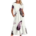 thumbnail image 1 of Fankiway Robe Longue d'Été pour Femmes, à la Mode, à Manches Courtes, à Col Rond, Ample, à Dégradé de Couleurs, Robes pour Femmes, Robes pour Femmes Grande Taille en Liquidation, 1 of 4