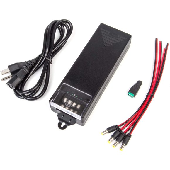 ERDS-4 Channel CCTV Camera Power Supply 5 Amp Distribution Power Supply 90V-264VAC Input to 12V-13.8VDC Output Security Camera Power Adapter with PTC Fuse