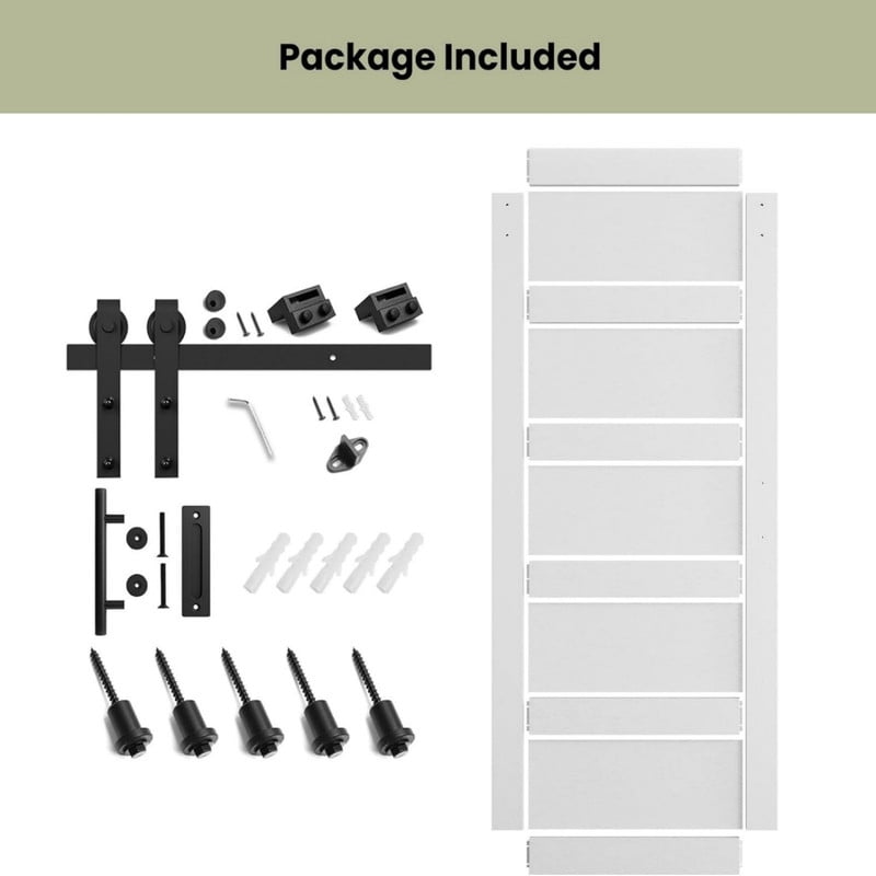 Easy4Home 32"x84" Sliding Barn Door in Waterproof PVC Coating with 6FT Track and Hardware Kit