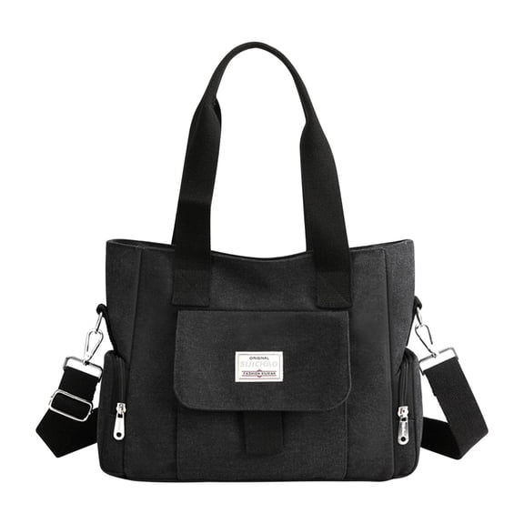 Xfvqtps Womens Handbag Solid Color Large Capacity Multi Compartment Adjustable Shoulder Strap Fashion Lightweight Portable Oxford Cloth Crossbody Bag Black