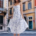 thumbnail image 3 of Vestido Midi Con Corsé Vestido casual con estampado floral Ropa estética sin espalda estilo boho (Azul S) Ygjytge para Mujer Azul T M, 3 of 6