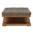 thumbnail image 5 of Weston Home Galvin Rustic Coffee Table with Tufted Linen Top and Wood Base, Grey, 5 of 10