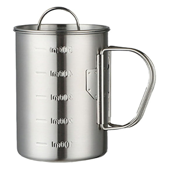 Taza de Camping de Acero Inoxidable con Tapa, Taza de Camping Plegable para prevención de óxido, para Senderismo al Aire Libre, 500 ml YUNYI BRAND Deportes