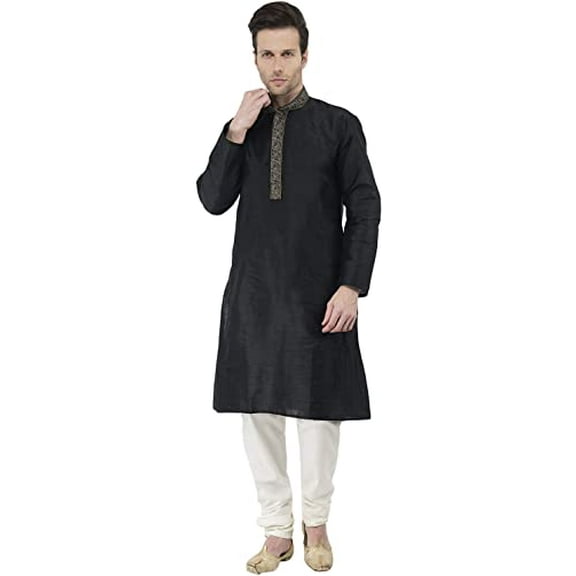 Royal Kurta Mens Jacquard Silk Embroidered Kurta Churidar